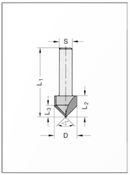 V-Nut- und Schriftenfräser 14x13.5x43.5x8 24263-5-14090-R